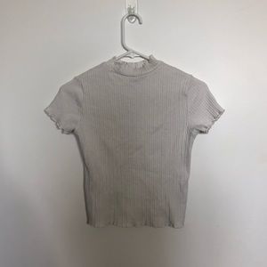 White ribbed lettuce edge shirt